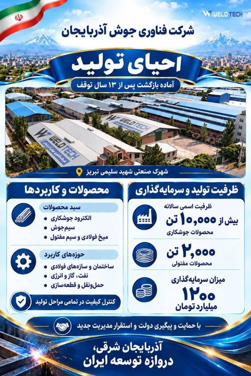 احیای کارخانه فناوری جوش آذربایجان پس از ۱۳ سال تعطیلی